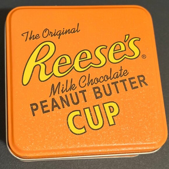 Retro Reese's Peanut Butter Cup Tin Box - Collectible Storage Container - Picture 1 of 3